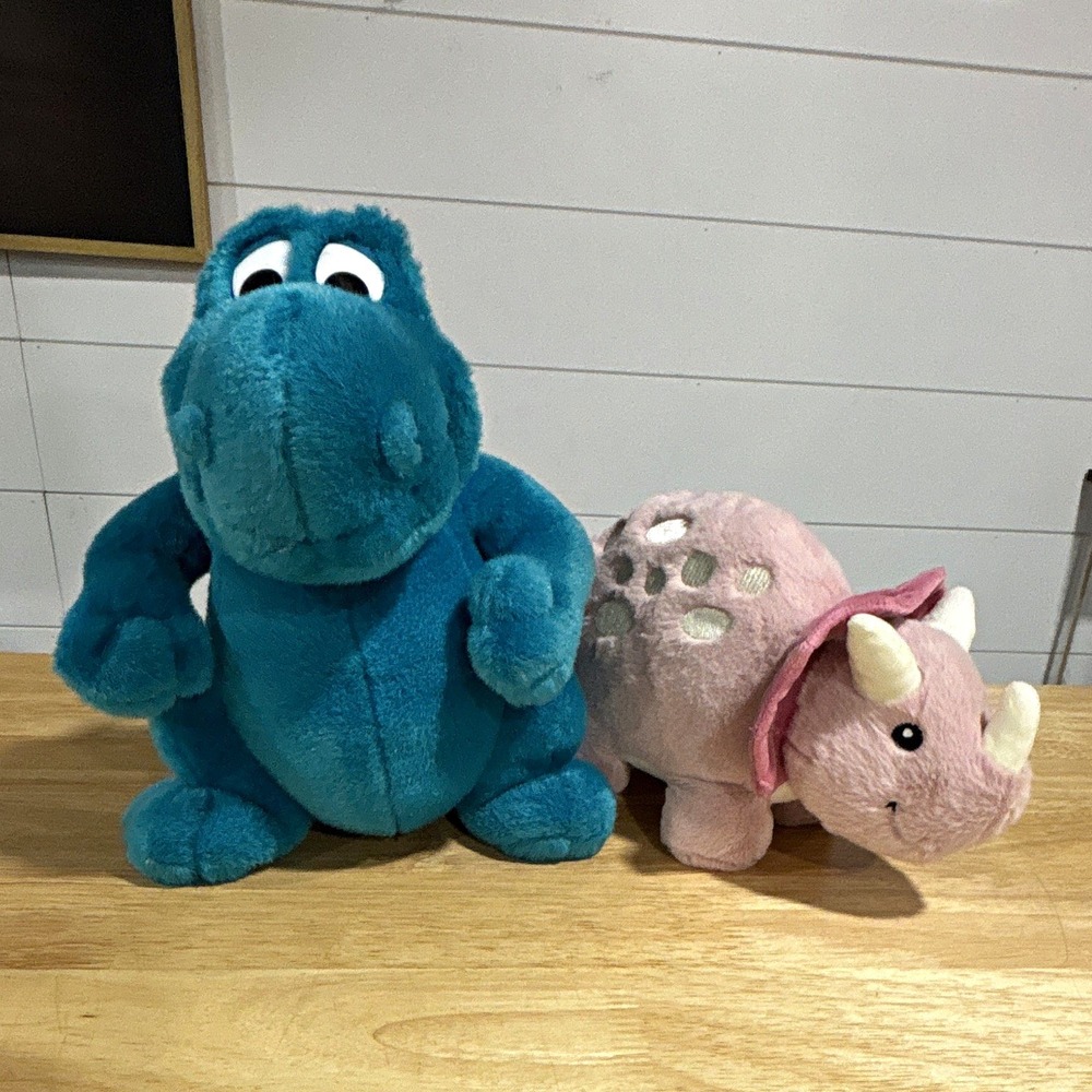 Dino Set, Planet Hollywood Blue Stegosaurus & TCBunny Pink T-Rex Triceratops